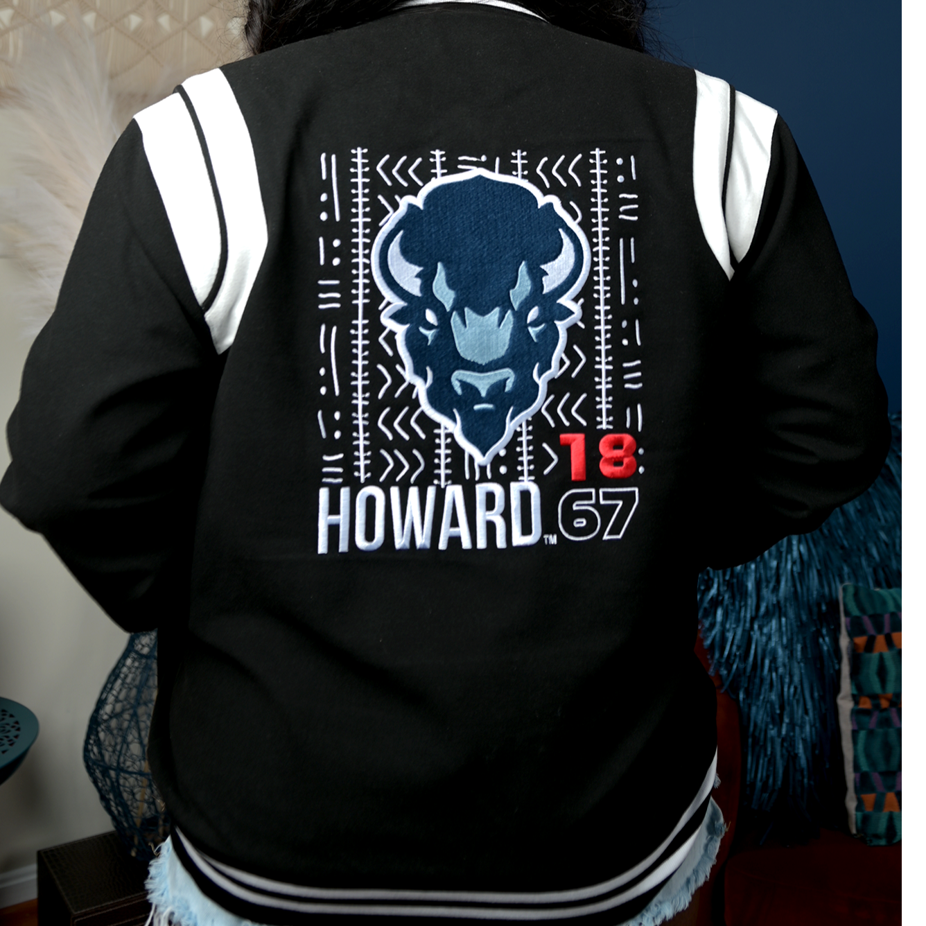 Howard Bison Mudcloth Varsity Jacket