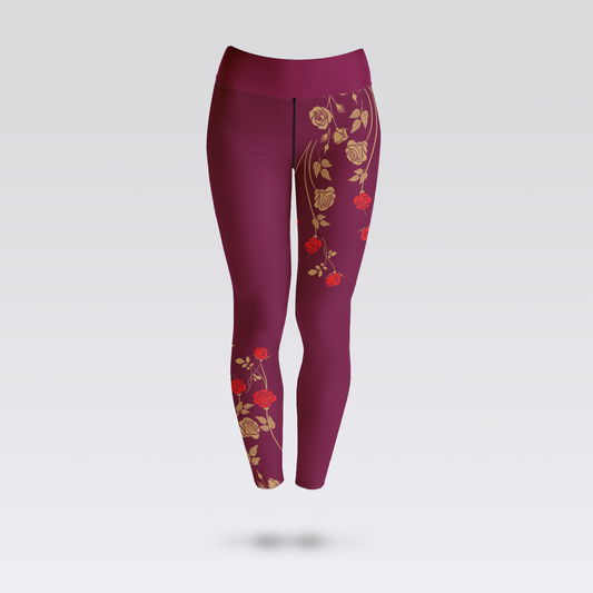 Wine Floral Leggings